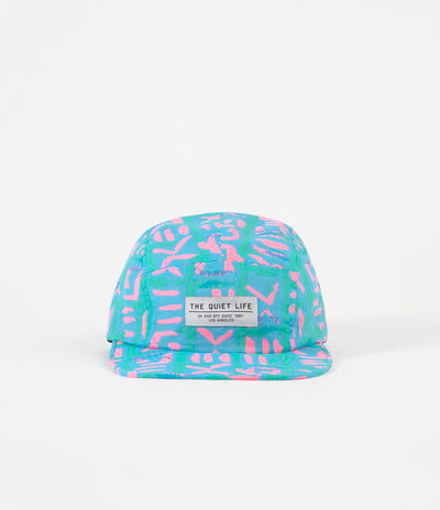 The Quiet Life Neon Tribe 5 Panel Camper Cap  - Blue / Pink