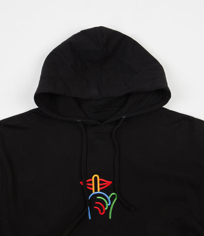 The Quiet Life Rainbow Shhh Embroidered Hoodie - Black