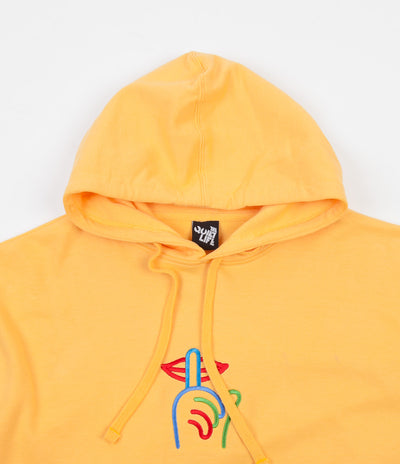 The Quiet Life Rainbow Shhh Embroidered Hoodie - Peach