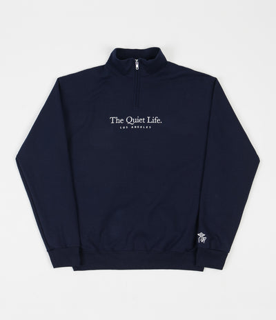 The Quiet Life Serif Embroidered Mock Neck Sweatshirt - Navy