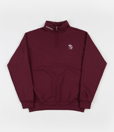 The Quiet Life Shhh 1/4 Zip Sweatshirt - Burgundy