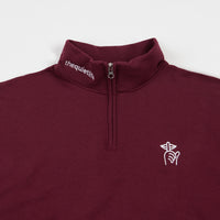 The Quiet Life Shhh 1/4 Zip Sweatshirt - Burgundy thumbnail