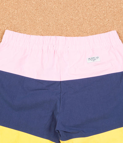 The Quiet Life Solar Beach Shorts - Pink / Navy / Yellow