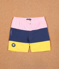 The Quiet Life Solar Beach Shorts - Pink / Navy / Yellow
