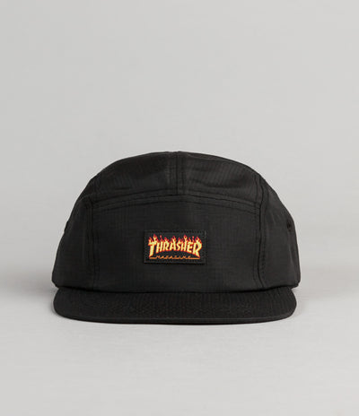 Thrasher Flame Logo 5 Panel Cap - Black