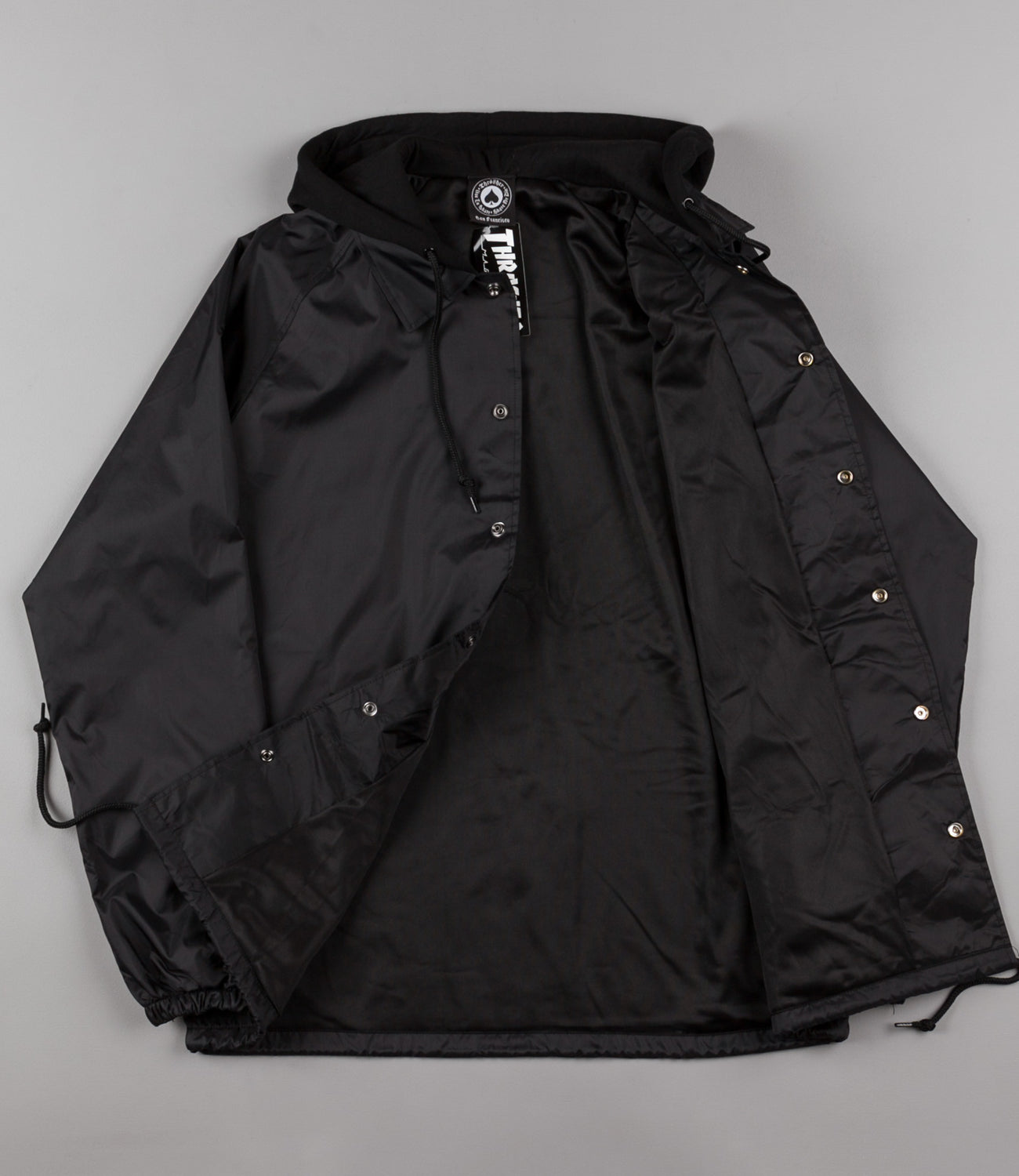 Thrasher Flame Logo Coach Jacket - Black | Flatspot