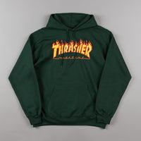 Thrasher Flame Logo Hooded Sweatshirt - Forest Green thumbnail