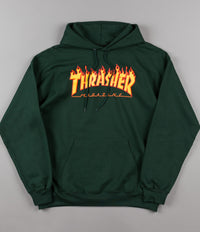 Thrasher Flame Logo Hooded Sweatshirt - Forest Green