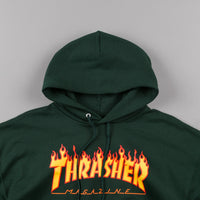 Thrasher Flame Logo Hooded Sweatshirt - Forest Green thumbnail