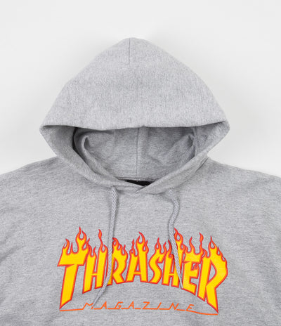Thrasher Flame Logo Hoodie - Heather Grey