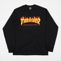 Thrasher Flame Logo Long Sleeve T-Shirt - Black thumbnail
