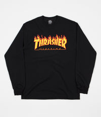 Thrasher Flame Logo Long Sleeve T-Shirt - Black