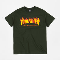 Thrasher Flame Logo T-Shirt - Forest Green thumbnail