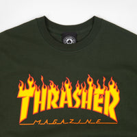 Thrasher Flame Logo T-Shirt - Forest Green thumbnail