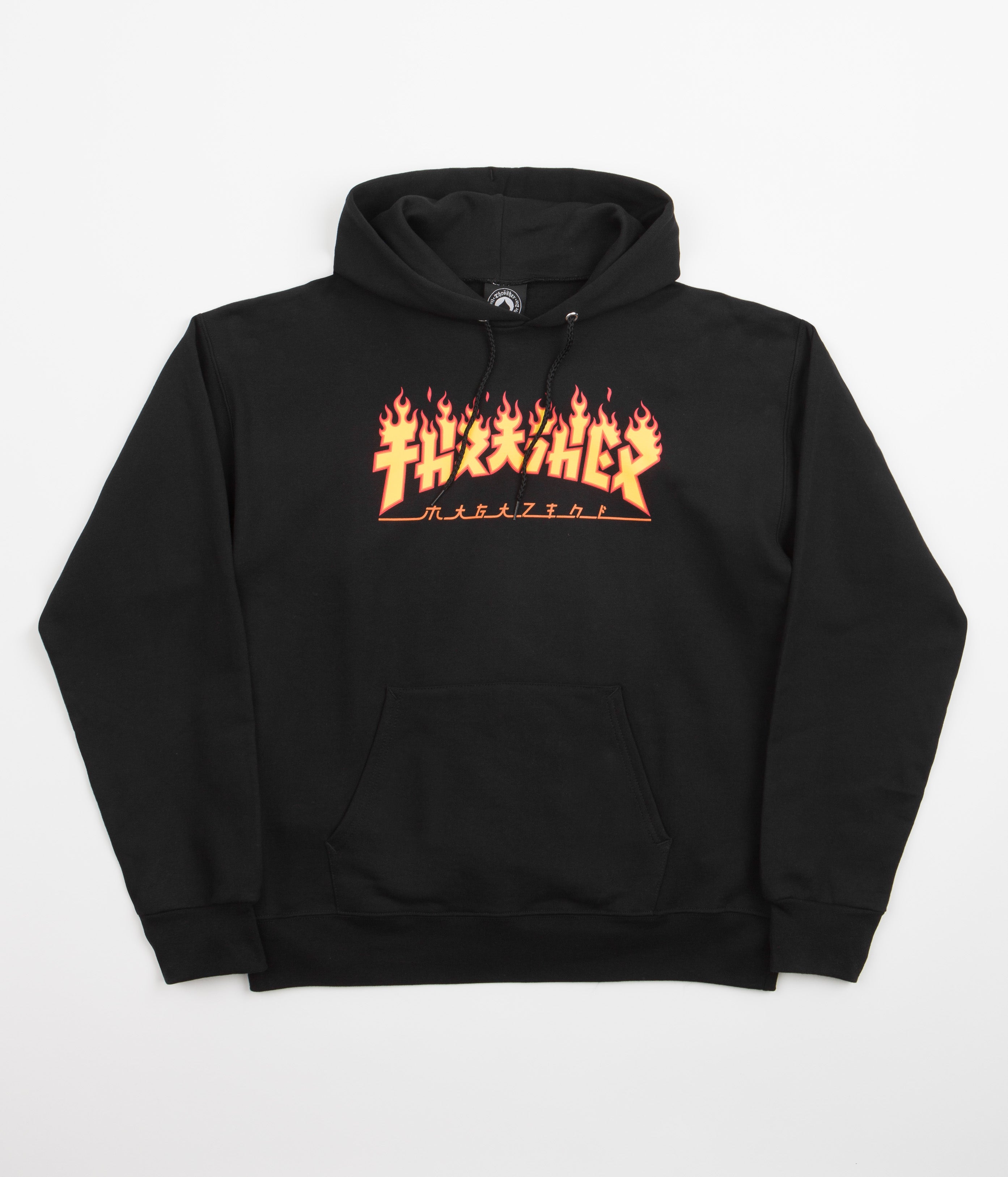 【THRASHER】 DOOUBLE FLAME NEON HOOD [BLACK] THRASHER DOUBLE FLAME NEON LOGO HOODIE - BLACK – Holistic
