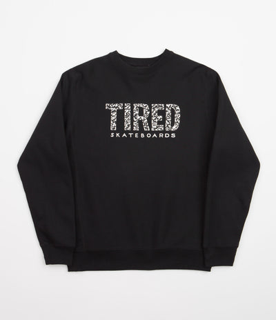 Tired Elephant Pattern Crewneck Sweatshirt - Black