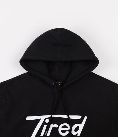 Tired Long T Logo Hoodie - Black