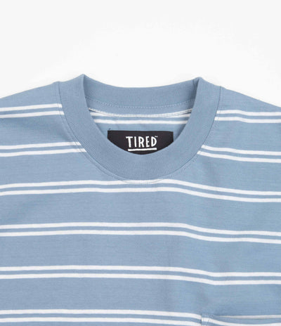 Tired Stamp Striped Pocket T-Shirt - Bright Blue