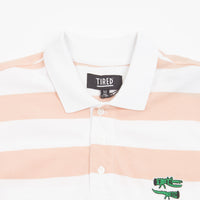 Tired The Gator Striped Polo Shirt - White / Pink thumbnail