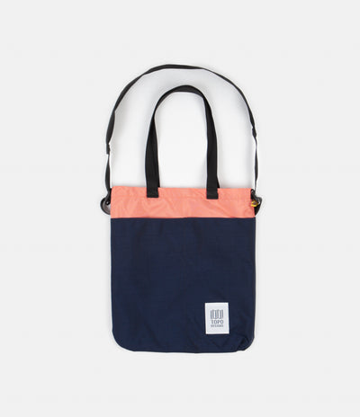Topo Designs Cinch Tote Bag - Navy / Coral