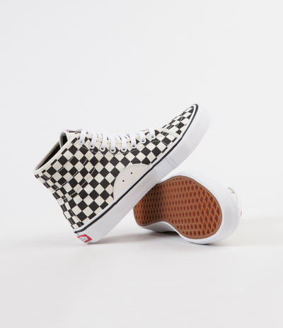Vans AV Classic High Checkerboard Shoes - Black / White
