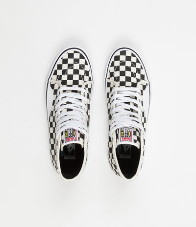 Vans AV Classic High Checkerboard Shoes - Black / White