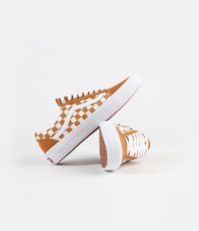 Vans Old Skool Pro Shoes - (Checkerboard) Golden Oak