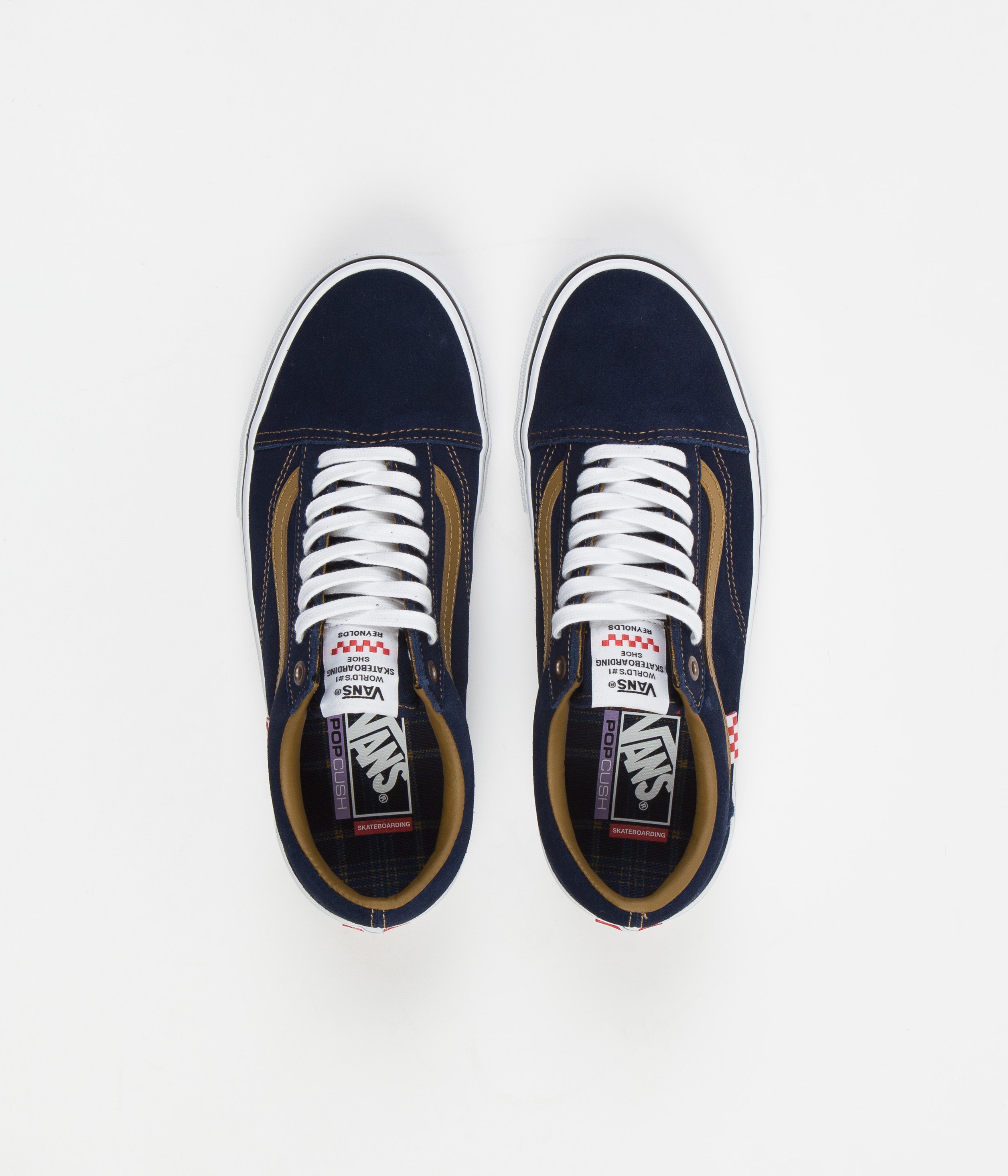 Vans Skate Old Skool Shoes (Reynolds) Navy / Golden Brown Flatspot