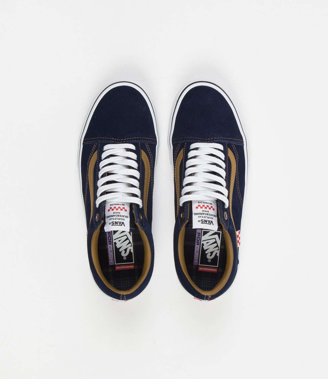 Vans old skool navy sale brown