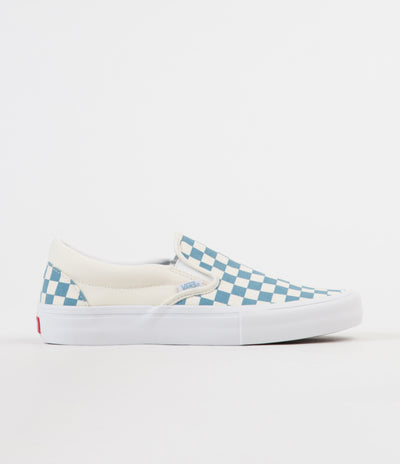 Vans Slip On Pro Checkerboard Shoes - Adriatic Blue / White