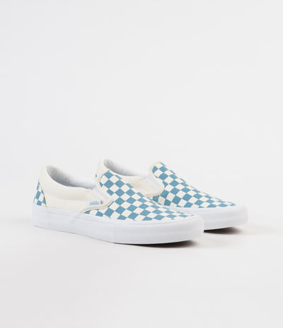 Vans Slip On Pro Checkerboard Shoes - Adriatic Blue / White