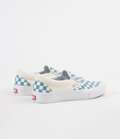 Vans Slip On Pro Checkerboard Shoes - Adriatic Blue / White