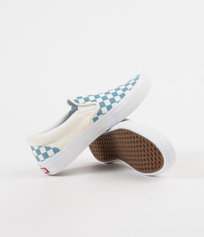 Vans Slip On Pro Checkerboard Shoes - Adriatic Blue / White