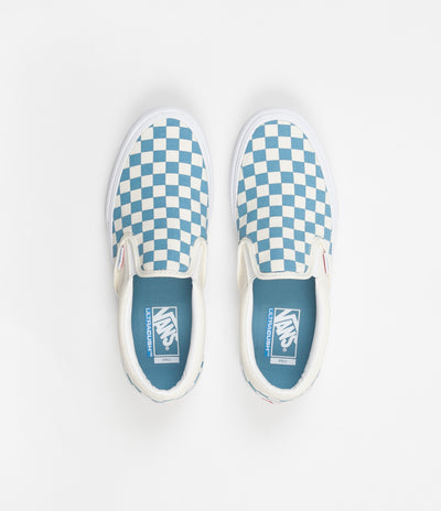 Vans Slip On Pro Checkerboard Shoes - Adriatic Blue / White