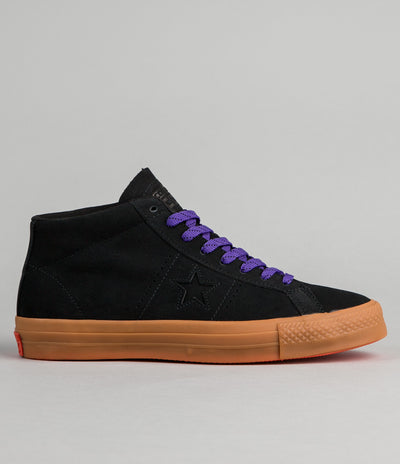 Converse One Star Pro Leather Mid Shoes - Black / Gum / Grape