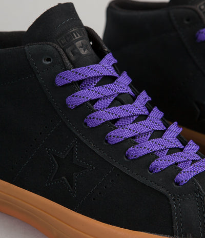 Converse One Star Pro Leather Mid Shoes - Black / Gum / Grape
