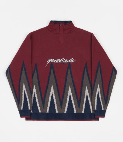 Yardsale Blaze Knit 1/4 Zip Sweatshirt - Red