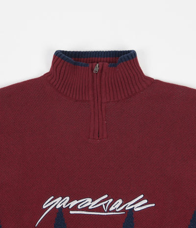 Yardsale Blaze Knit 1/4 Zip Sweatshirt - Red