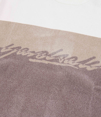 Yardsale Chenille Script Knitted Crewneck Sweatshirt - White / Brown / Tan