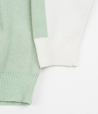 Yardsale Chenille Script Knitted Crewneck Sweatshirt - White / Green / Blue