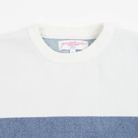 Yardsale Chenille Script Knitted Crewneck Sweatshirt - White / Green / Blue thumbnail
