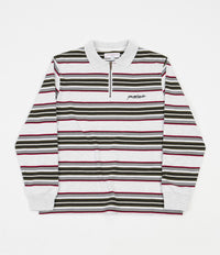 Yardsale Dolores 1/4 Zip Polo Sweatshirt - Ash / Green / Red