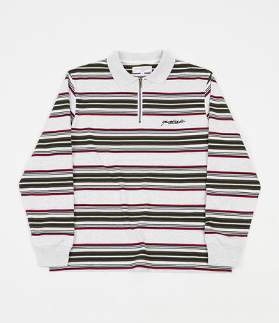 Yardsale Dolores 1/4 Zip Polo Sweatshirt - Ash / Green / Red