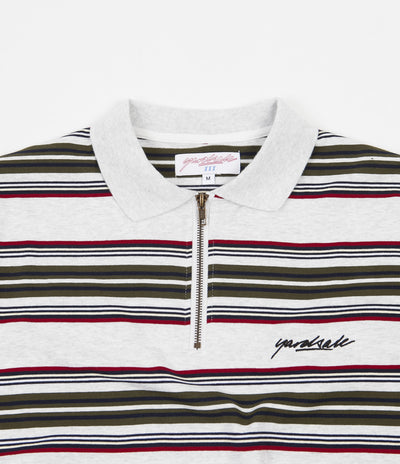 Yardsale Dolores 1/4 Zip Polo Sweatshirt - Ash / Green / Red