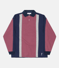 Yardsale Faded Glory Long Sleeve Polo Shirt - Rose / Indigo / Athletic Grey