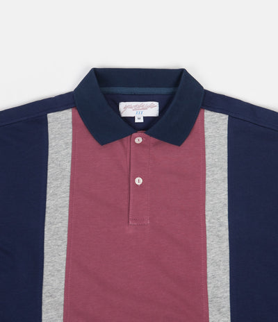 Yardsale Faded Glory Long Sleeve Polo Shirt - Rose / Indigo / Athletic Grey