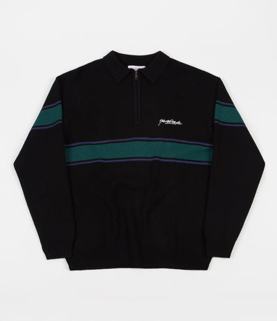 Yardsale Meridian Knitted Quarter Zip Sweatshirt - Black