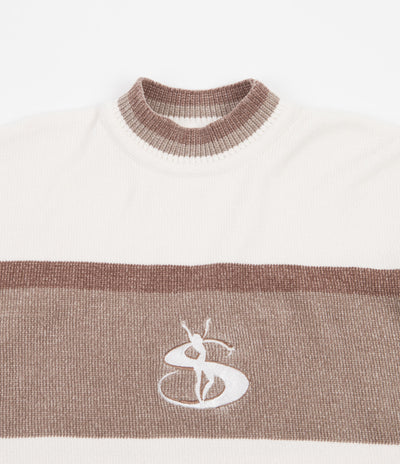 Yardsale Phantasy Chenille Knitted Crewneck Sweatshirt - Cream / Stone / Khaki