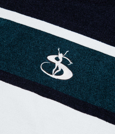 Yardsale Phantasy Chenille Knitted Crewneck Sweatshirt - Navy / Emerald / White