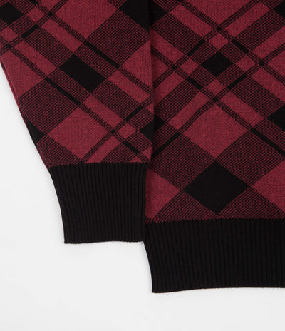 Yardsale Plaid Knitted Crewneck Sweatshirt - Red / Black